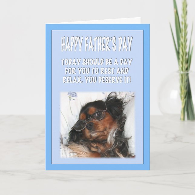 Cartão Feliz Dia dos Pais Cavalier King Charles Spaniel (Frente)