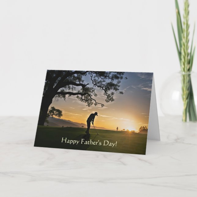 Cartão Feliz Dia dos Pais com Tema de Golfe (Frente)