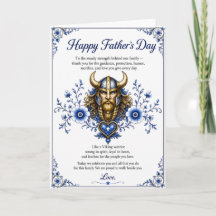 Cartão Feliz Dia dos Pais com um Viking Escandinav