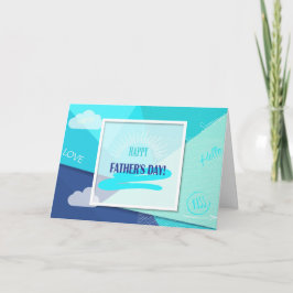 Cartão Feliz Dia dos Pais! Cor azul moderna