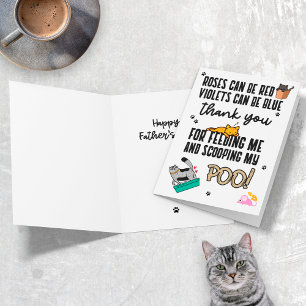 Cartão Feliz Dia dos Pais Divertido e Fofo do Gato