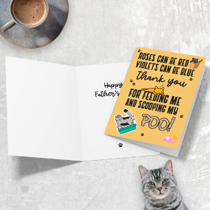 Cartão Feliz Dia dos Pais Engraçado e Fofo do Gato Amarel