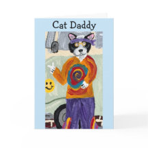 Feliz Dia dos Pais Gato Papai Hippie Gato Tuxedo