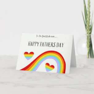 Cartão Feliz Dia dos Pais LGBTQ Arco-íris & Corações