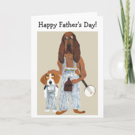 Cartão Feliz Dia dos Pais Moonshiner Hound e cachorrinho
