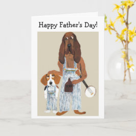 Cartão Feliz Dia dos Pais Moonshiner Hound e cachorrinho