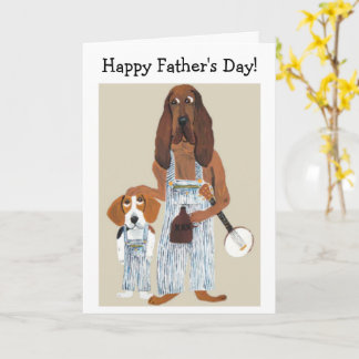 Cartão Feliz Dia dos Pais Moonshiner Hound e cachorrinho
