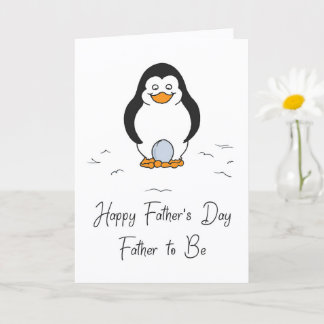 Cartão Feliz Dia dos Pais Pai para Ser Pinguim com Ovo