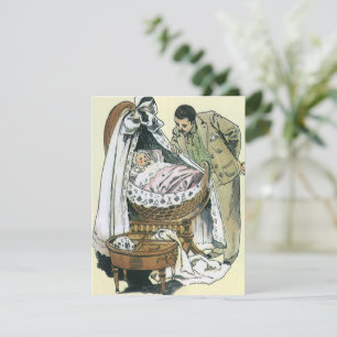 Cartão Feliz Dia dos Pais Vintage, Berço de Bebê Vitorian