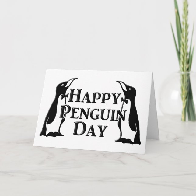 Cartão Feliz Dia dos Pinguins (Frente)