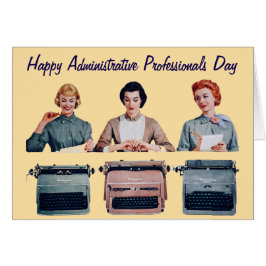 Cartão Feliz Dia dos Profissionais Administrativos Retro