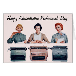Cartão Feliz Dia dos Profissionais Administrativos Retro