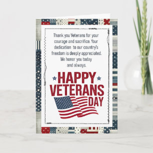 Cartão Feliz Dia dos Veteranos Patriótico