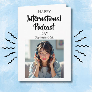 Cartão Feliz Dia Internacional do Podcast! 30 de setembro