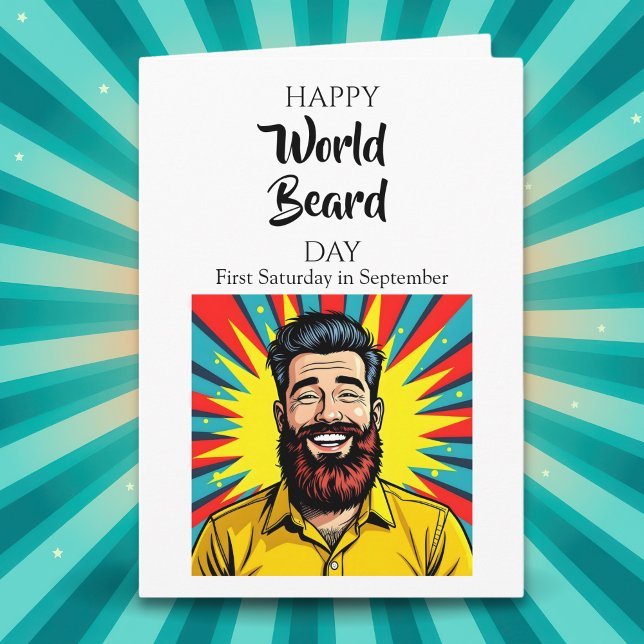 Cartão Feliz Dia Mundial da Barba! Feriados Divertidos (Criador carregado)