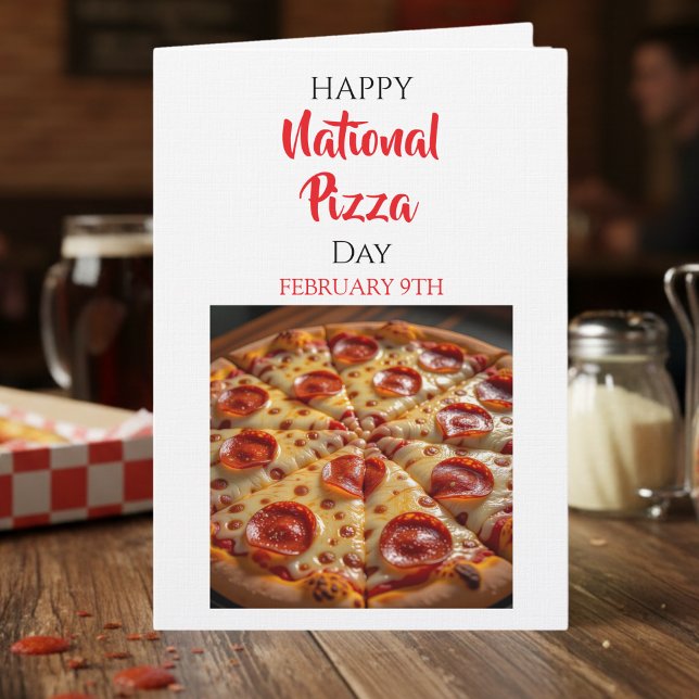 Cartão Feliz Dia Nacional da Pizza | 9 de fevereiro (Criador carregado)