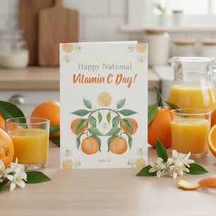Cartão Feliz Dia Nacional da Vitamina C com Flores de Lar