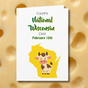 Cartão Feliz Dia Nacional de Wisconsin! 15 de Fevereiro