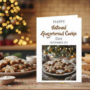Cartão Feliz Dia Nacional do Biscoito de Gengibre 21 de