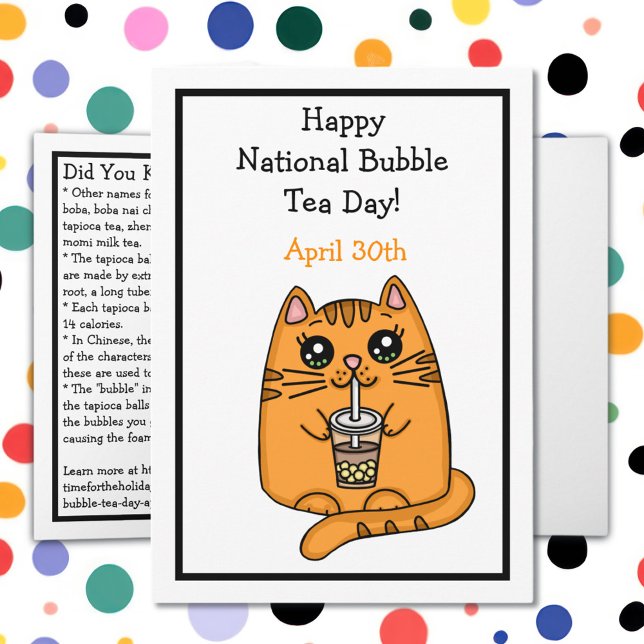 Cartão Feliz Dia Nacional do Chá Bubble - 30 de abril (Criador carregado)