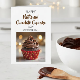 Cartão Feliz Dia Nacional do Cupcake de Chocolate