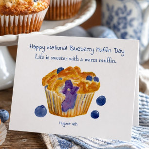 Cartão Feliz Dia Nacional do Muffin de Mirtilo