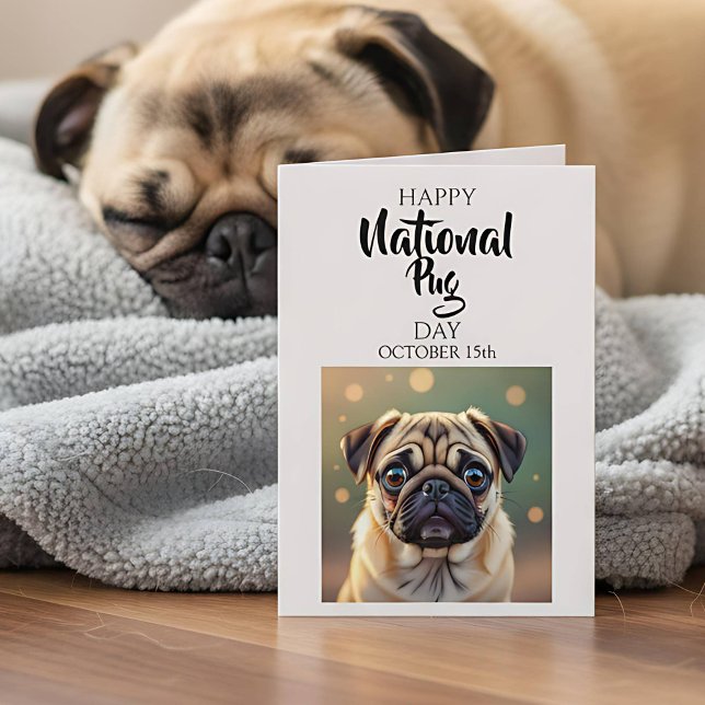 Cartão Feliz Dia Nacional do Pug | 15 de outubro (Criador carregado)