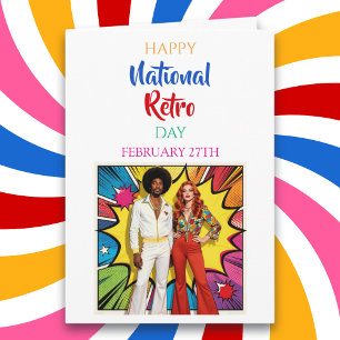 Cartão Feliz Dia Nacional do Retro 27 de Fevereiro