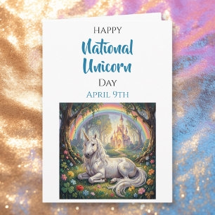 Cartão Feliz Dia Nacional do Unicórnio   9 de abril