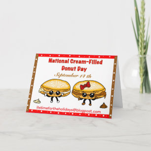 Cartão Feliz Dia Nacional dos Donuts Recheados - 14 de se
