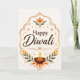 Cartão Feliz Diwali Tradicional Diya