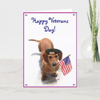 Cartão feliz do Dachshund do dia de veteranos