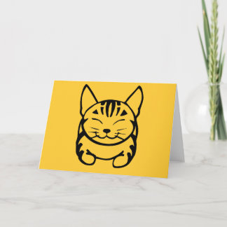 Cartão feliz do gato (preto no amarelo)