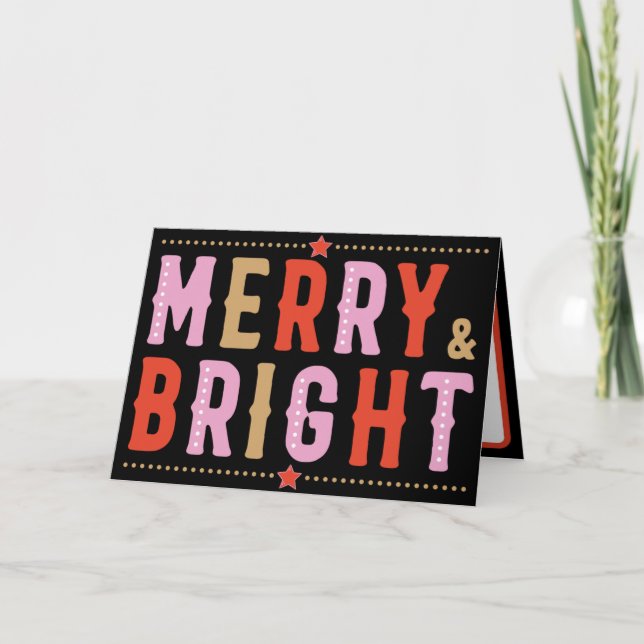 Cartão Feliz e Bright Natal Colorido (Frente)