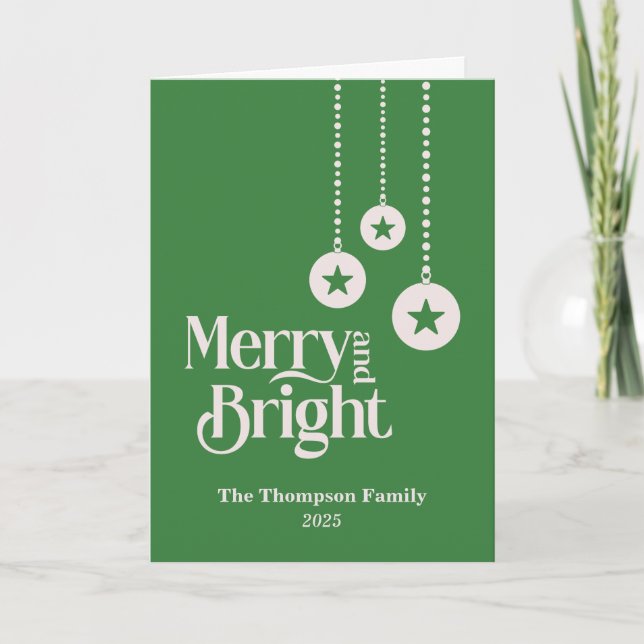 Cartão "Feliz e Brilho" Natal Verde (Frente)