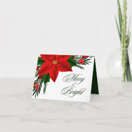 Cartão Feliz e Poinsettia Brilhante Pinho Sair