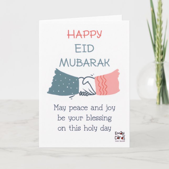 Cartão Feliz Eid - Aperto de mão (Frente)