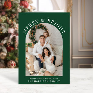 Cartão Feliz elegante - Arco Brilhante - Natal Verde