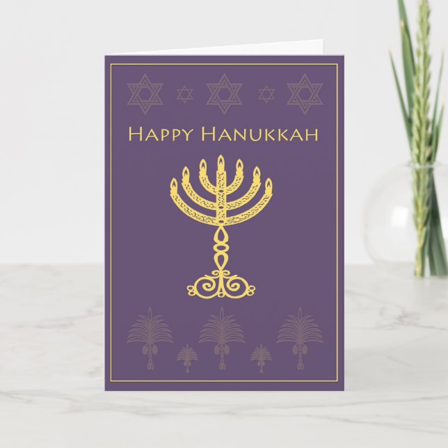 Cartão feliz elegante de hanukkah (Frente)