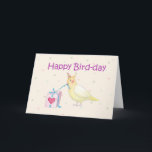Cartão feliz engraçado do dia do pássaro do cartão<br><div class="desc">Cartão de aniversário bonito e engraçado para amantes do cockatiel! Das piadas parvas às indicações românticas sérias, a loja de Zazzle da arte de Mika tem algo para todos. Canadiana, presentes japoneses, jóia, caixas para dispositivos electrónicos, botões do divertimento, copos da caneca, ornamento, cartões e posters ... .. Tome por...</div>