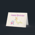 Cartão feliz engraçado do dia do pássaro do cartão<br><div class="desc">Cartão de aniversário bonito e engraçado para amantes do cockatiel! Das piadas parvas às indicações românticas sérias, a loja de Zazzle da arte de Mika tem algo para todos. Canadiana, presentes japoneses, jóia, caixas para dispositivos electrónicos, botões do divertimento, copos da caneca, ornamento, cartões e posters ... .. Tome por...</div>
