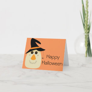 Cartão Feliz Espantalho e aranha do Halloween