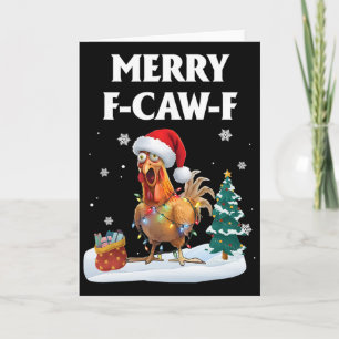 Cartão Feliz F-caw-f Galo de Natal Engraçado da Galinha d