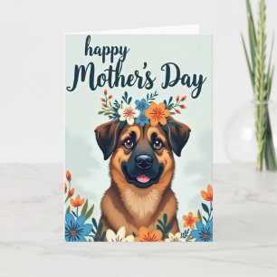 Cartão Feliz Família Cachorro Floral