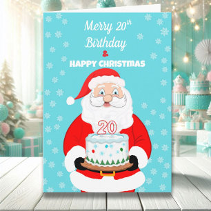 Cartão Feliz Feliz 20º Aniversário Natal Papai Noel