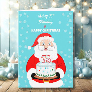 Cartão Feliz Feliz 75º aniversário Papais noeis de Natal