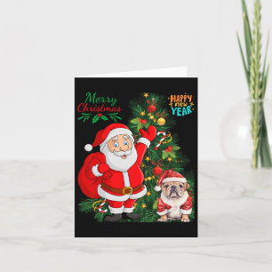 Cartão Feliz Feliz ano novo de Natal Papai Noel Inglês