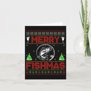 Cartão Feliz Fishmas B Fish Pescaria Suéter Feio de Natal