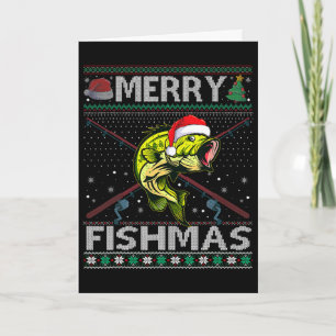 Cartão Feliz Fishmas Byss Peixe Pescaria Natal Suéter Fei