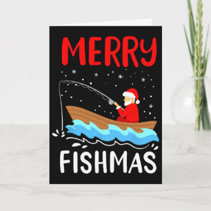 Cartão Feliz Fishmas Divertido Natal Papai Noel Pescaria